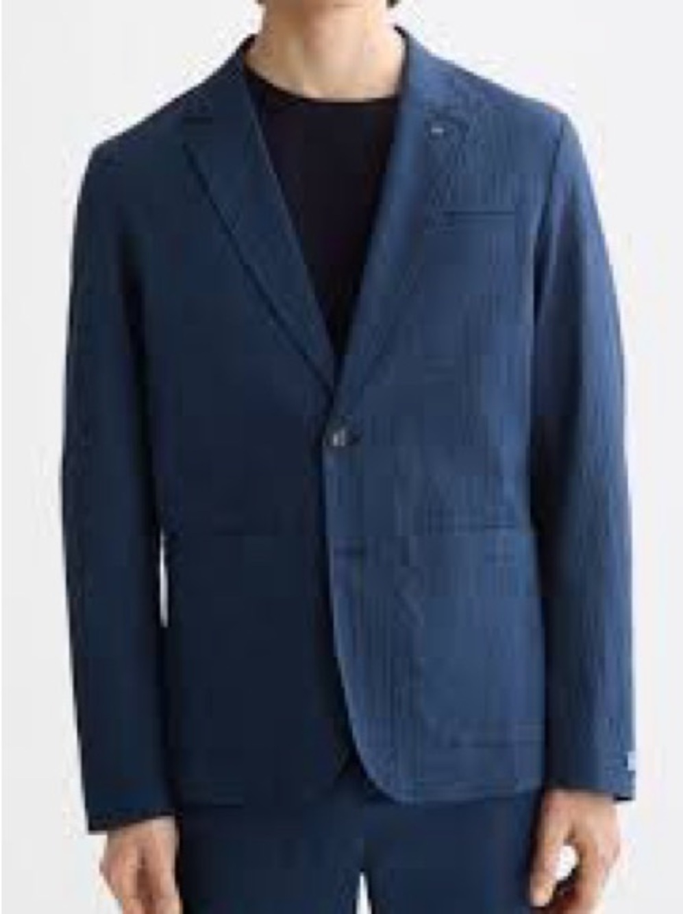 Scotch and Soda Mens XL Navy Blue Cotton Linen Blend Single Breasted Blazer